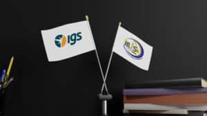 desk flags with igs and monar logos