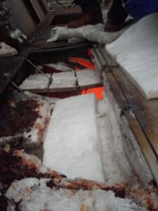 Example of Refractory Failure Due to Expansion and Thermal Shock